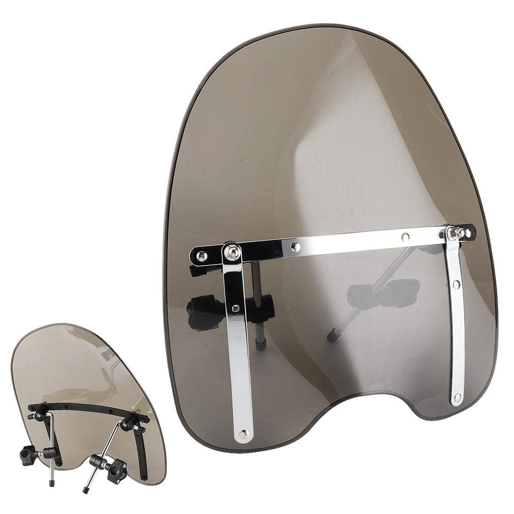 Parabrezza universale per moto, attacco manubrio regolabile a 360 ° 22-25mm adatto (fumoso)