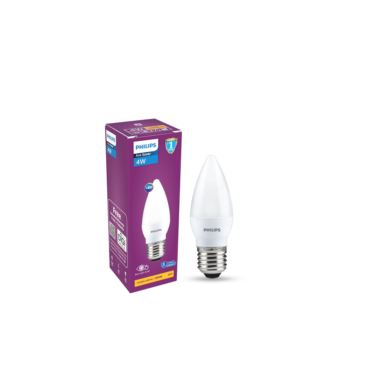 PHILIPS 4W LED Frosted Candle Bulb | Warm White 3000K | E4 Base | Energy Efficient Decorative LED Light | Soft Glare-Free Illumination | Pack of 1-image-34