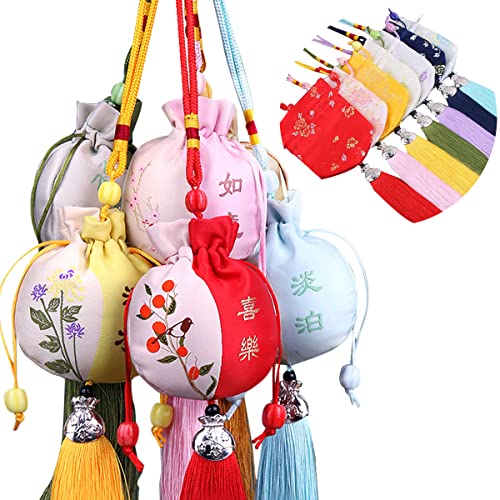 10 bolsas de brocado de seda chinas con cordón miniatura 1