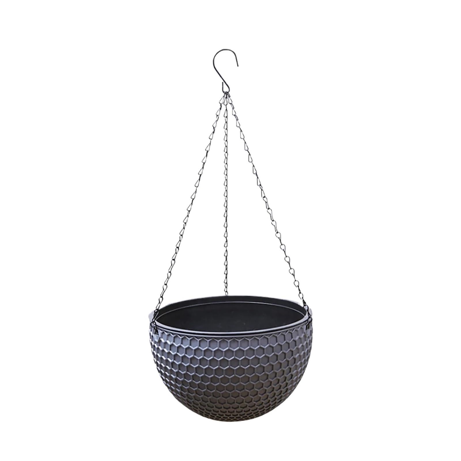 FJSNGPSBQPC Hanging Basket Planter Round Gardening, Plastic Brown Pot Comes With Drainer And Chain Flowers(Dark Gray)