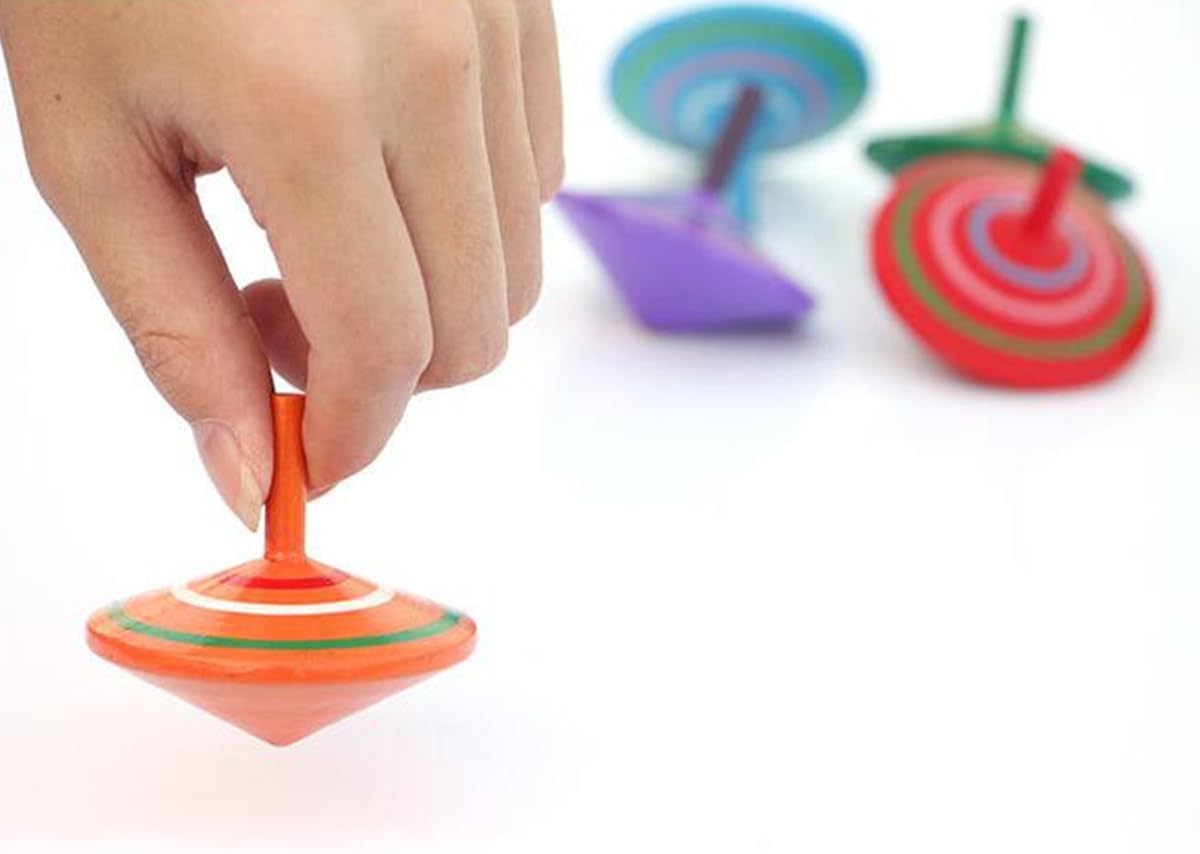 GoodPlay Gyroscope, 3 Pcs/Set Handmade Painted Wood Spinning Tops, Educational Kindergarten Toys