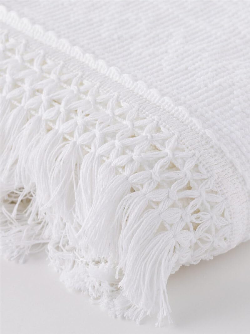 Copriletto Matrinoniale in Cotone Jacquard Chia- Riviera (Art. LD02780101 - Bianco ottico)
