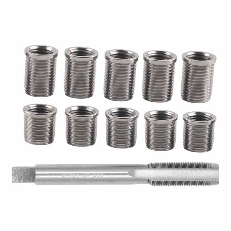1 Set Spark Plug Thread Repair Tool M10x1.0 Bolt + M12x1.0 Tap Hardware Fastener Kit Auto Repair Tools Accessories
