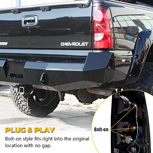 A Abigail Tail Brake Lights Assembly Rear Lamps Replacement For 2003-2006 Chevy Silverado 1500 2500 3500/2007 Silverado Classic W/Harness & Bulbs Oe Style (Red) #TOP5