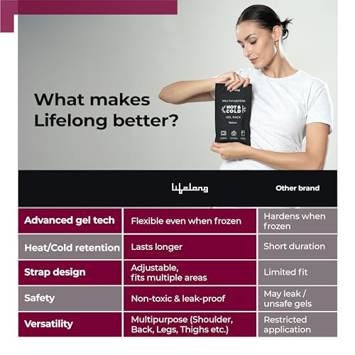 Image of Lifelong Reusable Hot and Cold Gel Pack for Pain Relief |Flexible Ice Pack for Injuries, Knee, Shoulder, Back & Neck|Hot & Cold Therapy Gel Pack for Swelling, Muscle Pain & Recovery|