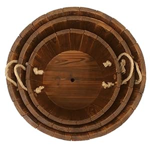 Leigh Country TX 93960 3 Pc Wooden Bucket Planter Set, Brown Leigh Country TX 93960 3 Pc Wooden Bucket Planter Set Brown