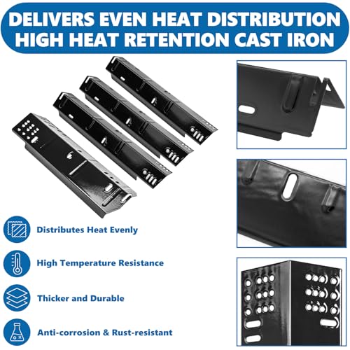 Image of SafBbcue Grill Replacement Parts for dyna-glo 4 Burner DGH450CRP DGH450CRP-D Grills, Cast Iron Grill Grates, Porcelain Steel Heat Plates, Grill Parts Kit for Dyna-Glo 4 Burner Grill
