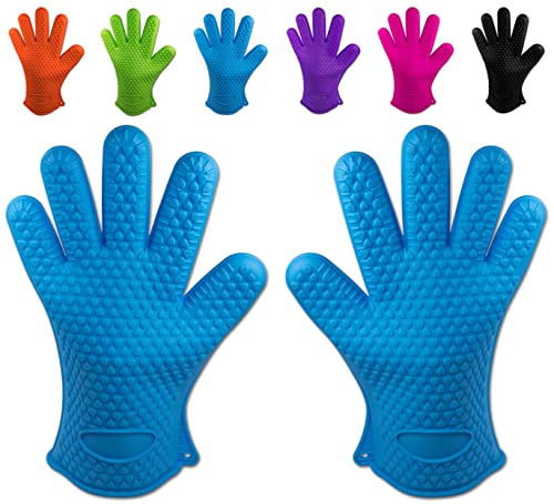 Belmalia 2 Silicone Oven Mitts for Kitchen, BBQ Gloves, Set, Pair, Pot Holders, Oven Gloves Heat Resistant Blue - Cosy Home Interiors Belmalia 2 Silicone Oven Mitts for Kitchen, BBQ Gloves, Set, Pair, Pot Holders, Oven Gloves Heat Resistant Blue - Image 5