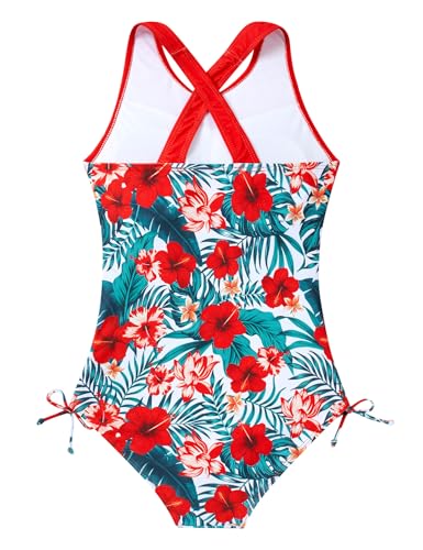 Image of BFUSTYLE Girls One Piece Swimsuit Cute Striped Bathing Suit Hawaii Swimwear 6-17 Years
