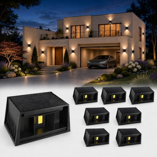 T-SUN 8 Pack Solar Wall Lights Outdoor, Up and Down Solar Wall Sconce