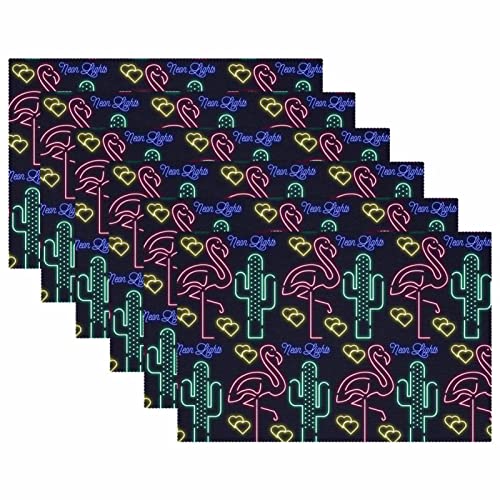 Set de table flamant rose fluo table propre et sans tache lot de 6 sets de table - 6