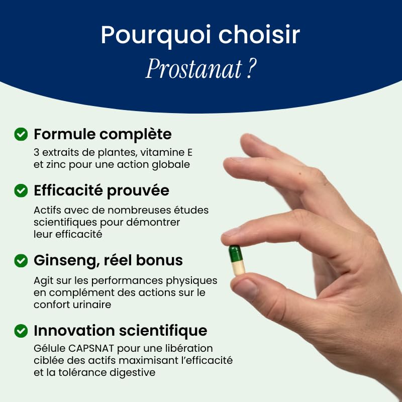 NaturAvignon Prostanat | Complement alimentaire Prostate Confort urinaire homme, Performance physique | Saw Palmetto (palmier nain) graine de courge (huile de pepin de courge) Ginseng Zinc | 60gélules – Image 5