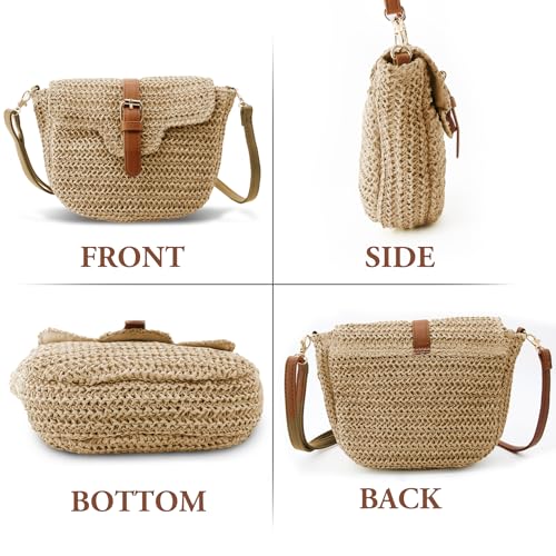 Straw Crossbody Bag for Women - Small Summer Beach Bag Boho Handmade Woven Shoulder Handbag Purse for Vacation 20253