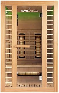 Home Deluxe – Infrarotkabine REDSUN M Deluxe – 120 x 105 x 190 cm - für 2 Personen, 5 Vollspektrumstrahler, Holz: HemlocktanneI Infrarotsauna, Sauna, Wärmekabine, Infrarot