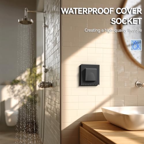 BSEED Steckdose mit Abdeckdung aus Glas, EU-Standard Wandsteckdose mit Krallen, Einbausteckdose, Einfach Montage, Neu E-Serie, 16A 250V, 86mm 1 Fach Grau 2 Pack