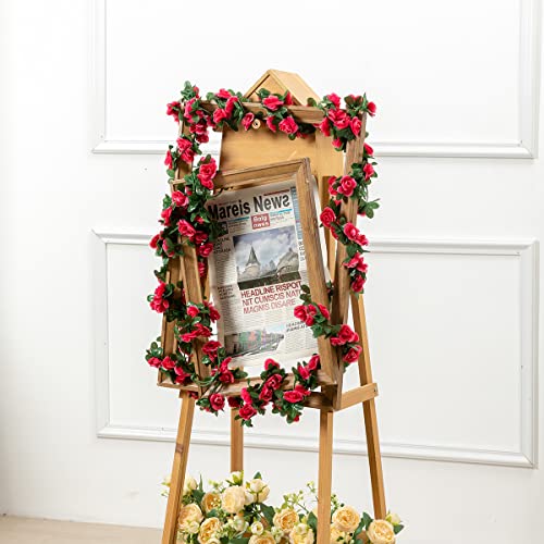 Garisey 6 pcs 48 FT Flower Garland Fake Rose Vine Artificial Flowers Hanging Rose Ivy Garland for Home Hotel Party Wedding Arch Decor (Rose Red) - Image 4