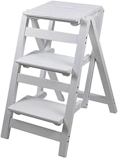 DAGCOT Silla Plegable Escalera Plegable de Madera Maciza Stool - Taburete Plegable - Plegable Librería - Heces - multifunción de heces for la Cocina, Cocina - Silla de la Escala con 3 Pasos