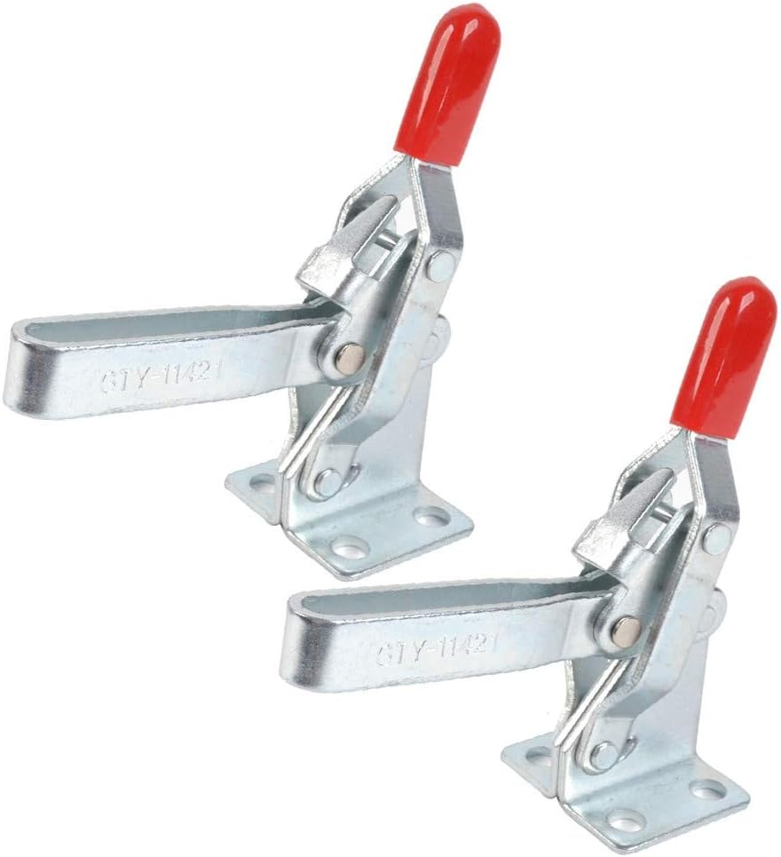New Lon0167 2 Pcs Featured 11421 200Kg 440Lbs reliable efficacy Quick Release Holding U Shaped Bar Flange Base Red Straight Handle Vertical Tog-gle Clamp(id:c26 c0 e3