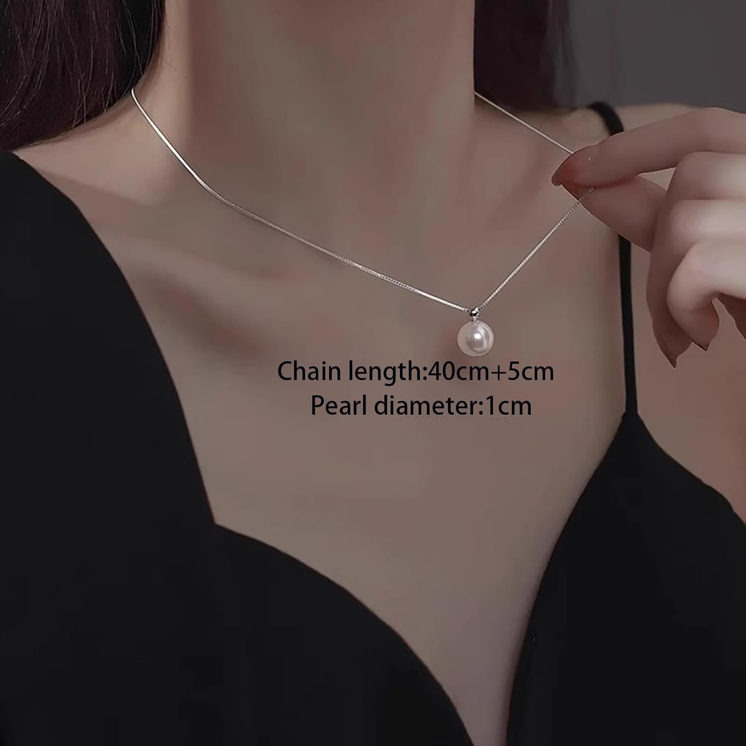 Simple Pearl Necklaces for Women Small Silver Plated Pearl Necklace - Image 4