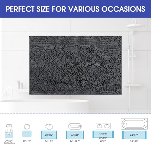 ACCUMTEK Striped Grey Bathroom Rug Mat 32