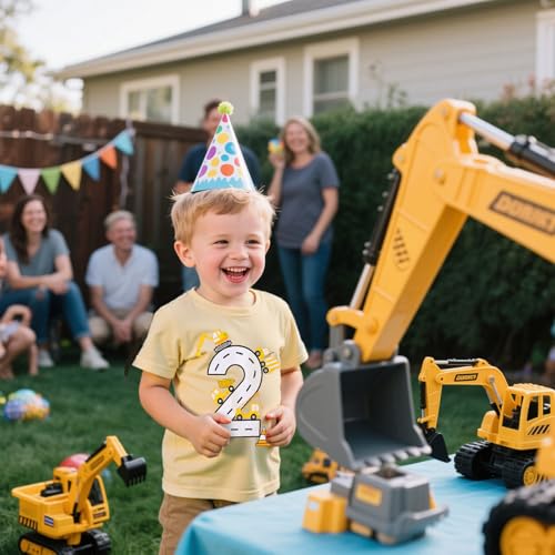 Lovekider 2-5 Years Birthday Boy Shirt Construction Party T-Shirts Excavator Cotton Short Sleeve Tee Dark Grey4