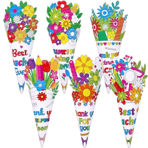 Ceiba Tree 24Pcs Color Your Own Teachers Day Bouquet Crafts