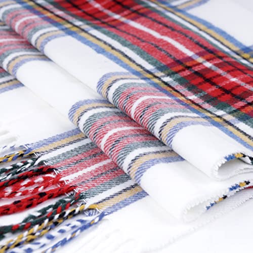 Image of Nollia Plaid Fall /Winter Scarf for Men & Women-Plaid Color Cashmere Feels Acrylic Scarves