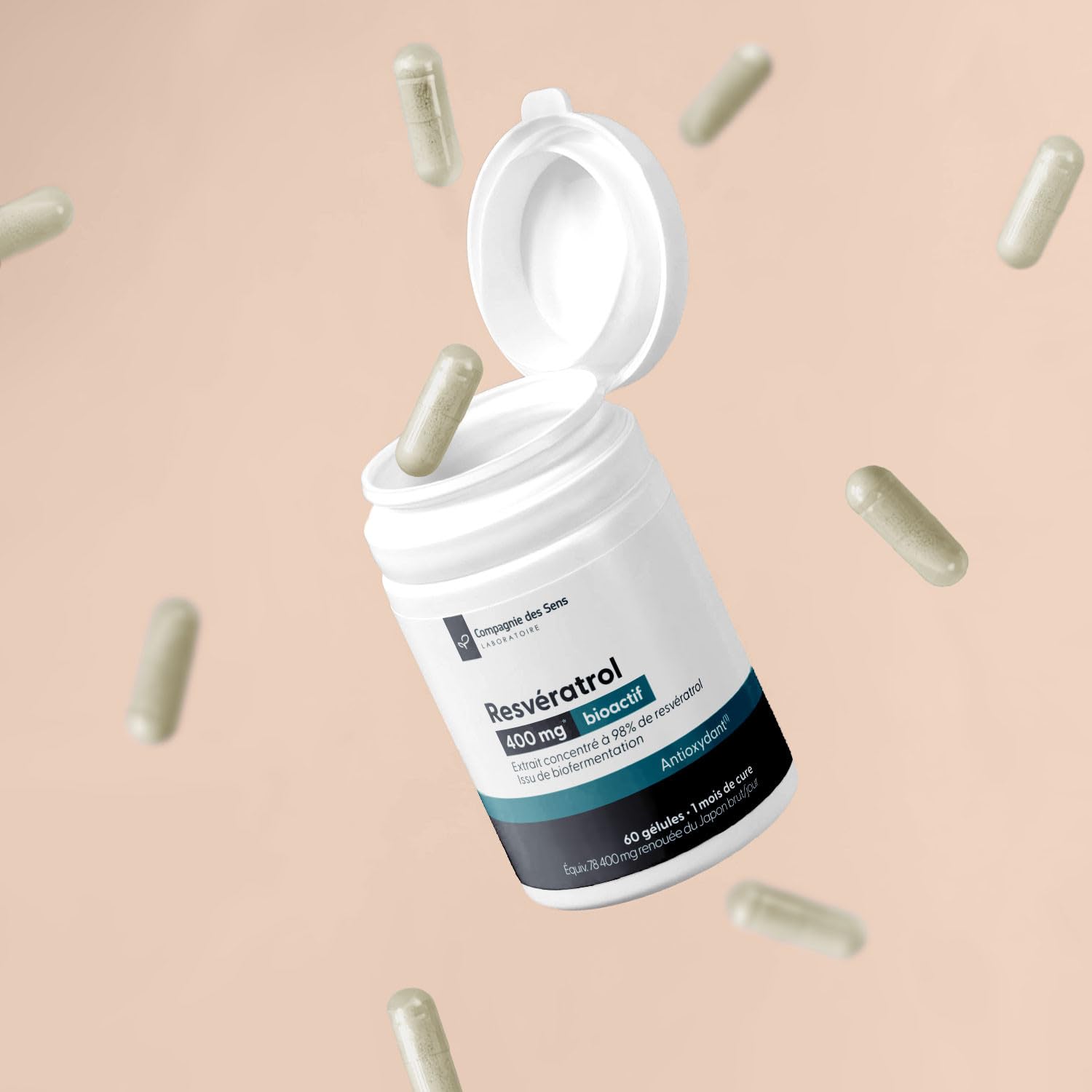 La Compagnie des Sens - Resvératrol Concentré 400 mg/jour - Titrage 98% Trans-Resvératrol, Ratio 100:1-180 gélules végétales (3 mois) - Fabriqué en France