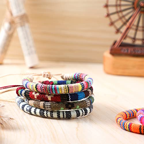 Sureio 24 Pieces VSCO Bracelets for Friendship Bracelets Woven Braided for Women and Men Boho Adjustable Ethnic Tribal Rope String3