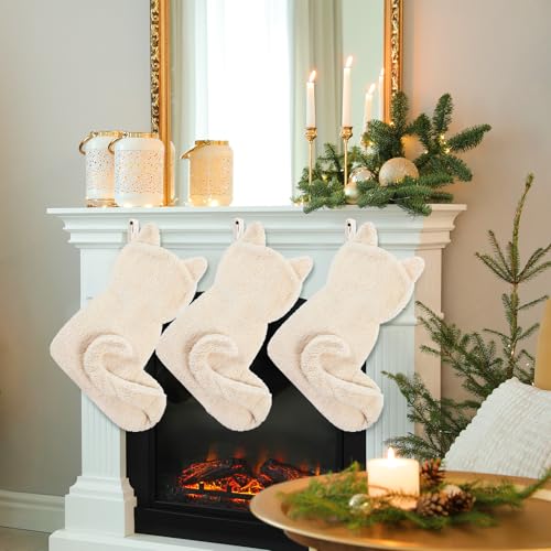 Chaussettes de Noël chat en confection rustique pour décoration raffinée de salon - 8