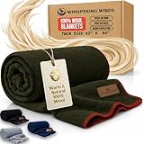 100% Wool Blanket - Premium Ultra-Soft & Warm, Twin 62'x 84' Large Size Blanket for Couch, Bed, Home, Camping & Outdoors