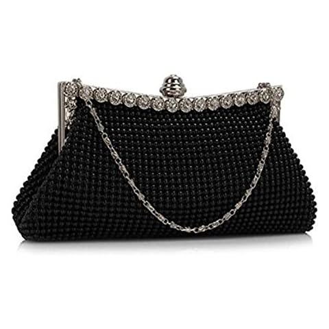 ele ELEOPTION Womens Beautiful Sparkly Crystal Satin Evening Party Clutch Bag Wedding Handbag for Ladies (Black) Cover