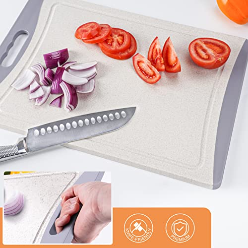 Extra Large Cutting Boards, Plastic Cutting Boards For Kitchen (Set Of 3) Cutting Board Set Dishwasher Chopping Board With Juice Grooves Easy-Grip Handles, Beige, Empune #TOP2