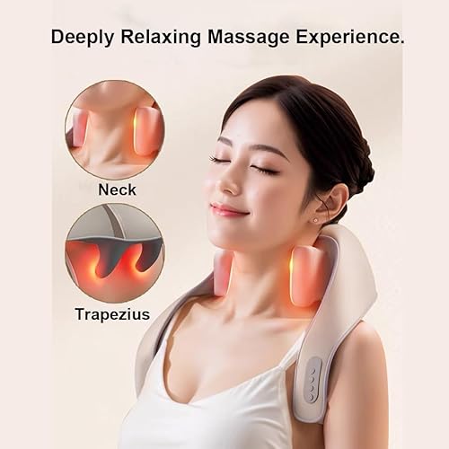 Miniatura 4 de Masajeador de cuello con 4 manos True Touch, masajeador de cuello y hombros Shiatsu, amasado 6D, calor, inalámbrico, gris