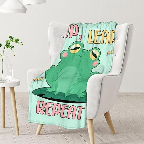 Mercuryelf Frog Throw Blanket - Soft, Fuzzy & Warm - 30x40 Inches Small Blankets for Lap, Crib - Light Green Funny Throws Gift for Baby