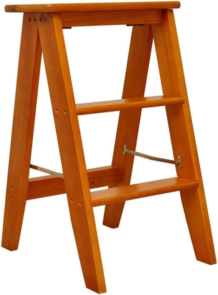 Tabouret d'échelle pliant en noyer clair pour support de plantes