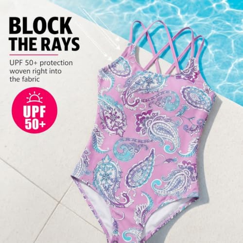 Image of Kanu Surf Girls' Reese UPF 50 Beach Sport Criss-Cross One Piece Swimsuit
