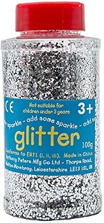 Silver glitter - 100gram tub with shaker lid for easy pouring - Arts and Crafts - Sprinkle glitter