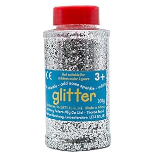 Glitter | 100 Gram tub | Shaker lid for Easy Pouring | Arts and Crafts | Glitter Art | Silver, packaging may vary