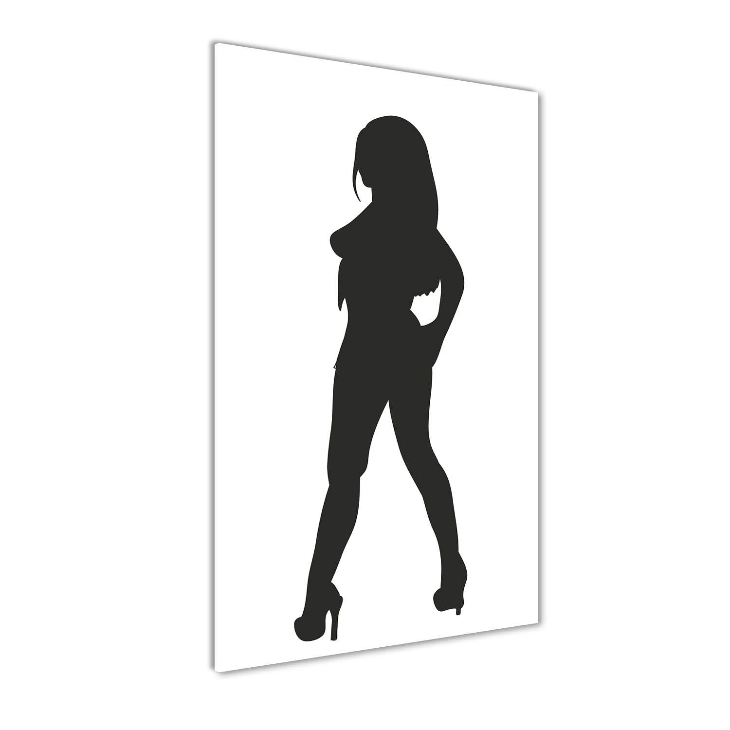 Impression sur verre 50x100 cm tableau noir et blanc silhouette femme pour salon