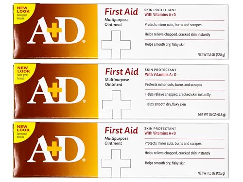 A+D First Aid Ointment, Multipurpose Dry Skin Moisturizer and Skin Protectant, 1.5 Oz (Pack of 3)