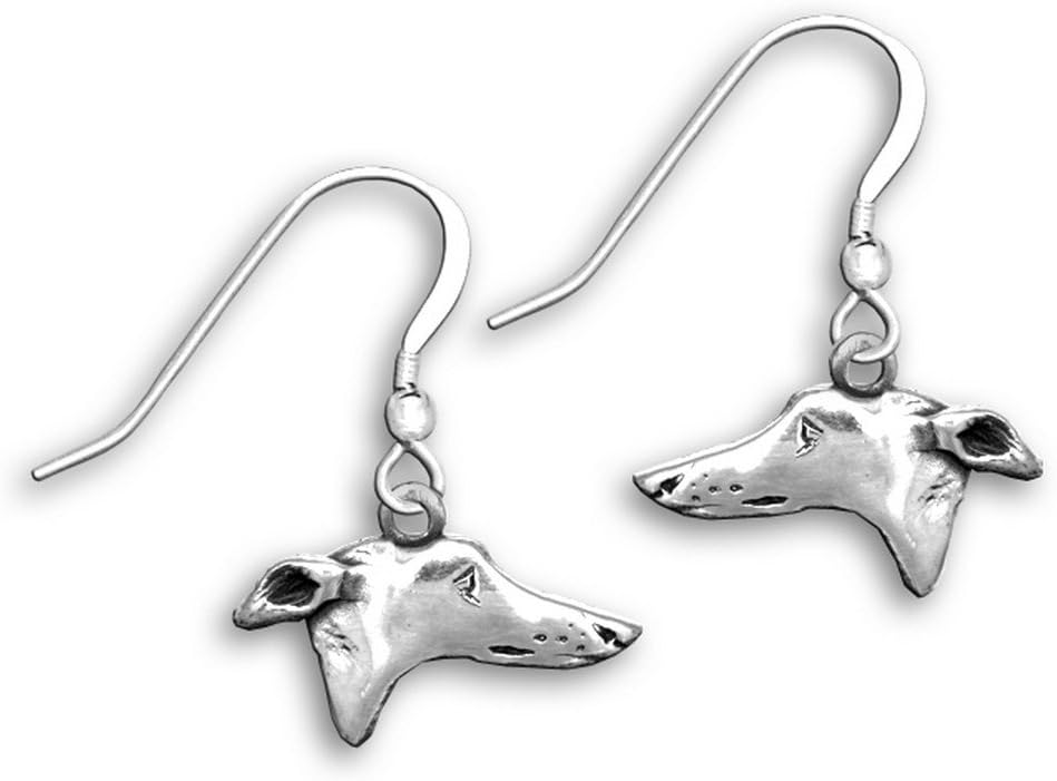 Sterling Silver Greyhound Earrings - Whippet Dog Dangles