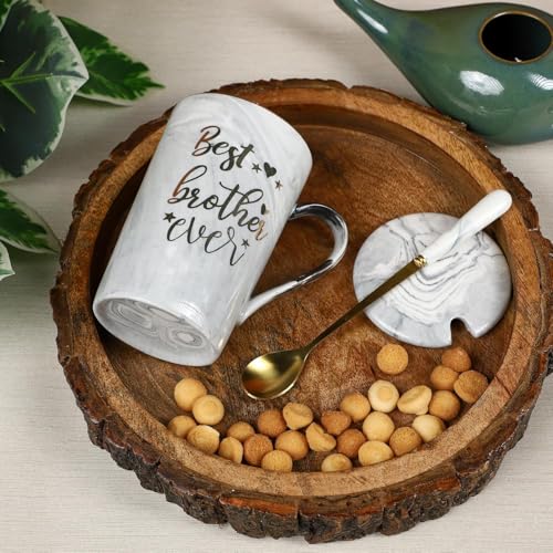 Image of NYRWANA Coffee Mug, Birthday Present for Man, Mugs for Present, Rakhi Gift for Brother, Cute Mugs, Ceramic Mug with Spoon, Gift Box & Rakhi with Tilak and chawal (400ml-Grey)