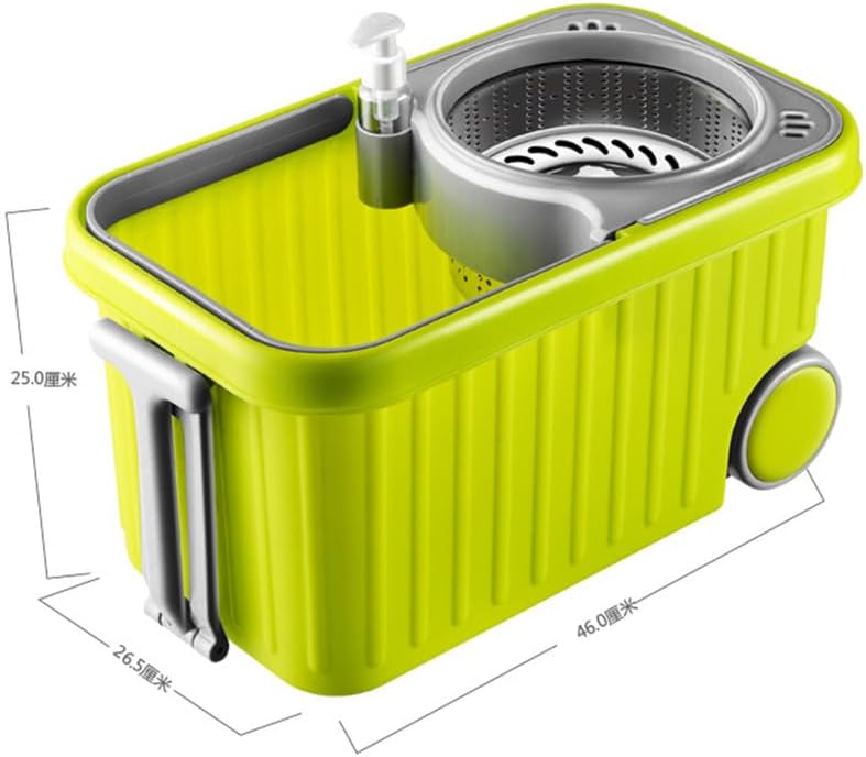 Dual-Drive Spin Mop Bucket with Wheels – Square Mop Bucket System | 360° Hand Press & Foot Pedal Wringing, 2 Reusable Microfiber Mop Heads, Hands-Free Floor Cleaning for Tile,