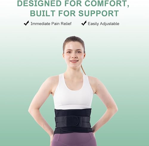Miniatura 3 de Tirantes de espalda para dolor de espalda baja Transpirable Cinturón lumbar con correas ajustables dobles (cintura 36.6"-43.3")