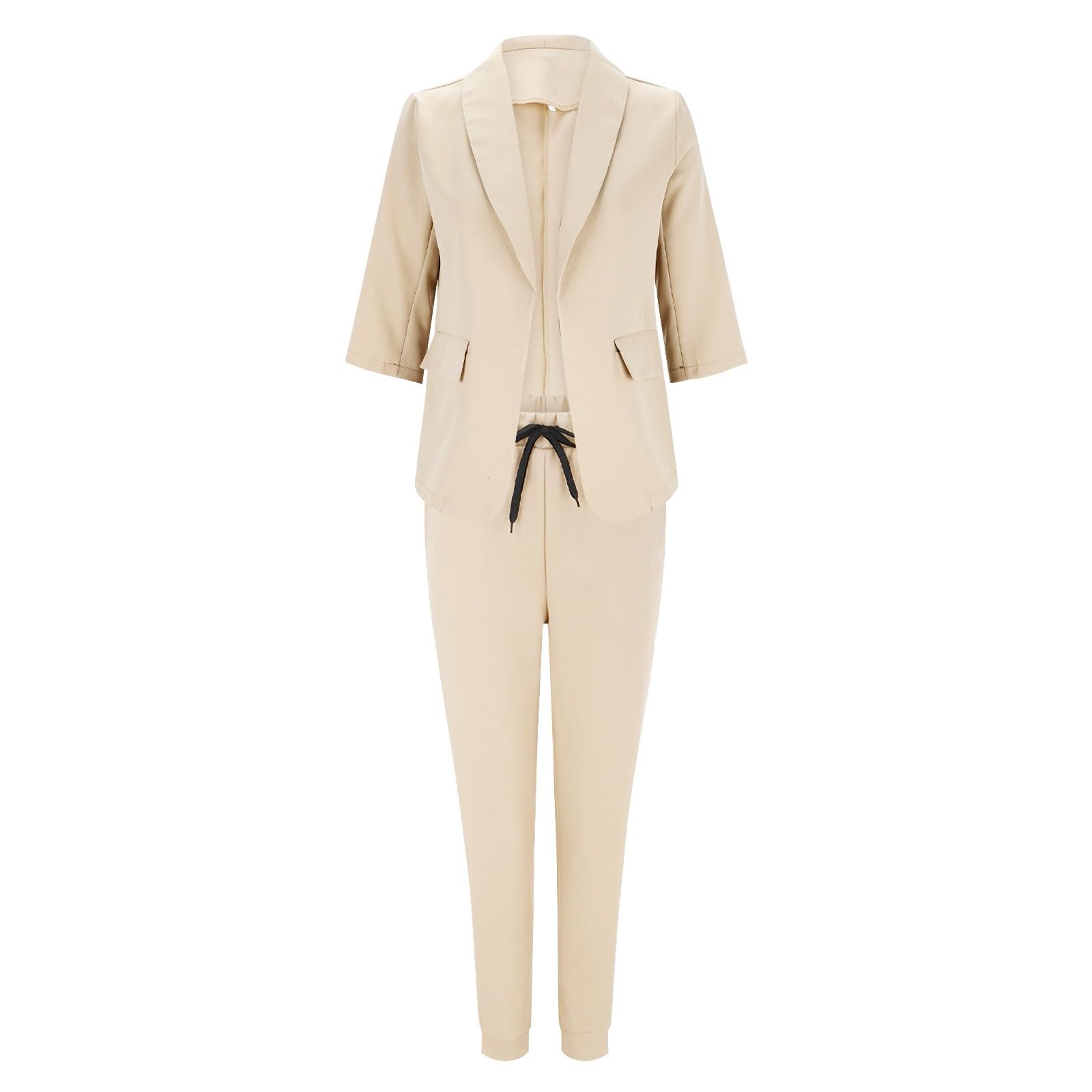 Generisch Hosenanzüge Damen Elegant Blazer 2-teilig Anzugjacke Karo Einfarbig Anzug Set Slimfit Festlich Damenanzug Freizeitmantel Business Mode Revers Mantel Sportlich Streetwear S-XXL