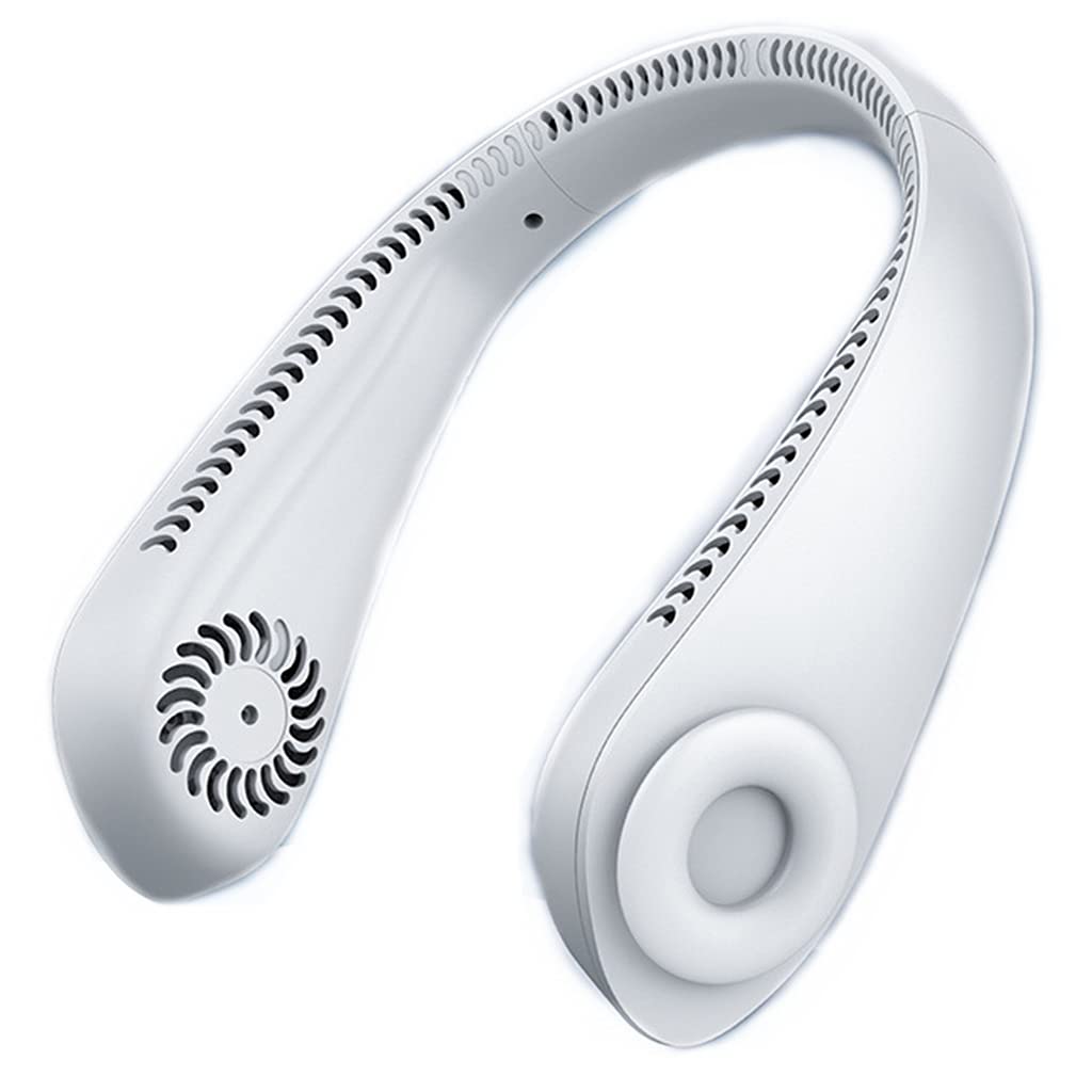Aebor Portable Bladeless Neck Fan, Hands Free Bladeless Fan,New Bladeless Cooling Personal Hands Free Headphone Design Mini Fans for Outdoor Office Travel Fitness (White)