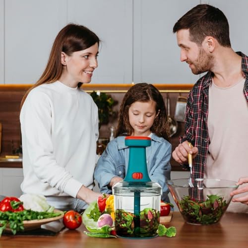 Image of Chopper for Kitchen Use 1100 ML, Push Chopper with 6 Blades, Vegetable Chopper Kitchen Items for Home Cutting Vegetables, Onion, Ginger, Garlic, Salad, Tomato, Potato (ER1)