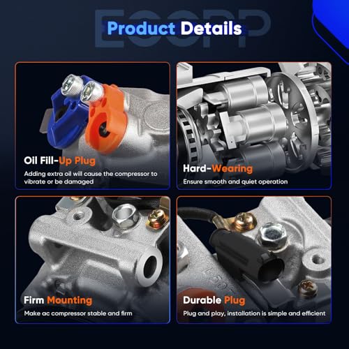 Image of ECCPP AC Compressor with Clutch for BMW 550i 650i 4.8L 2006-2010 | for BMW 545i 645Ci 4.4L 2004-2006 Fast Cooling AC Compressor