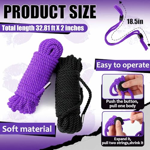 Image of Tisancy 4 Pcs Multifunctional Craft Cord Kit with 2 Soft Silk Macrame Cords and 2 Adjustable Nylon Bracelets, 32.81 ft Twisted Trim Cord for DIY Crafts and Home Decoration(Black, Purple)